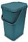 Addis 519354 Kitchen Recycling & General Storage bin 18 litres Stackable Food Waste Organiser Caddy with Clip lock lid & carrying Handle, Deep Teal Green