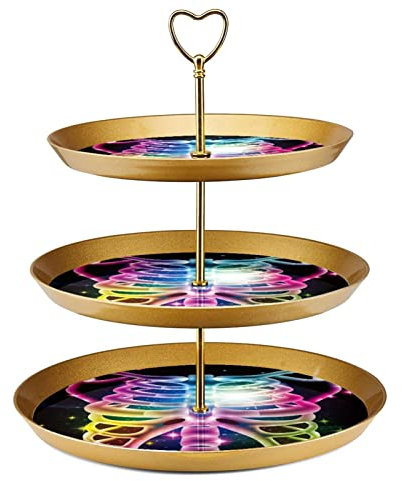 Cupcake-Ständer mit 3 Etagen, buntes Neon-Brustkorb, Desserttisch, gestuftes Serviertablett für Partys