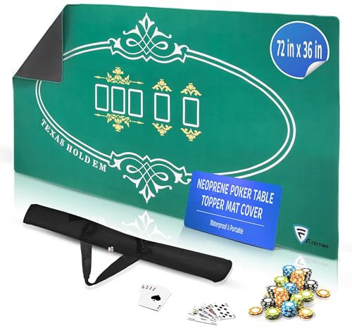 Feltectors Premium Texas Hold'em Poker Set: Neoprene Table Cover Mat Top for Portable and Professional Tabletop Gaming