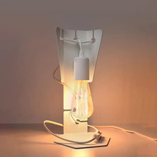 famlights Tischleuchte Nachttischlampe & Tischlampe Aida in Weiß industrielle ARBY E27 Stahl Wohnzimmer Schlafzimmer | 1-flammig