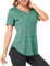 Deaviya Sport T-Shirt Damen, Fitness Sport Shirt Kurzarm Oberteile, V-Ausschnitt Laufshirt für Frauen, Workout, Gym Yoga Shirt Damen
