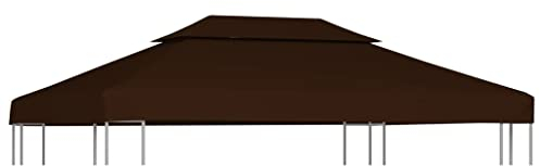 HIGSOSE Pavillon-Dachplane mit Kaminabzug 310 g/m² 4x3 m Braun Ersatzdach Pavillon Pavillon Zubehör Pavillondach Wasserdicht Stabil Winterfest Dach für Pavillon Gartenpavillon Abdeckung