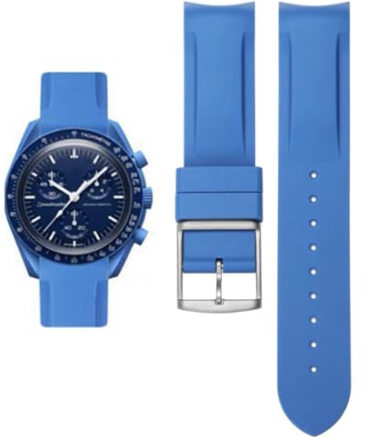 AIYIRUO Uhrenarmbänder für Omega x Swatch Armband MoonSwatch/Rolex Watch/Uhr,20mm Gummi Omega X Swatch Moonswatch Speedmaster Ersatzband, Gebogenes Moonswatch Swatch Armband für Männer und