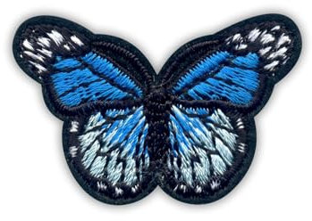 Kleiner blauer Schmetterling – Aufnäher – bestickt