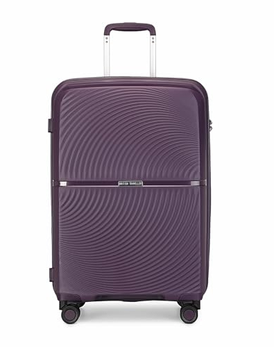 British Traveller Valise Moyenne Taille 68 Liters, Rigide Valise de Voyage à 4 roulettes et Serrure TSA, 67x46x27 cm (Violet)