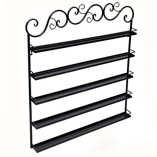 Atnhyruhd 5 Stufen Nagellackregal Nagellackständer Nagellack Organizer Wandmontage Metall Nagellack Regal Aufbewahrung Ständer (schwarz)