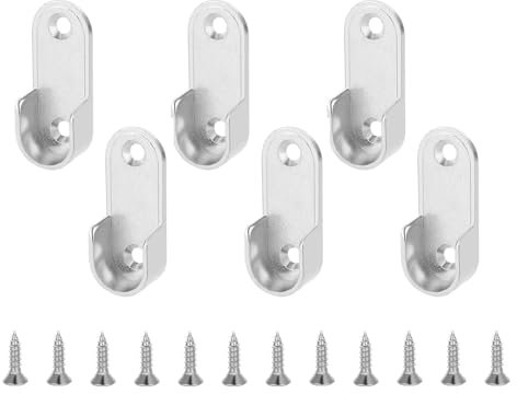 6 Pièces Rail Suspension Meuble Ovale, Support de tube d'armoire penderie pour barre ovale, acier inoxydable, Comes with Screws