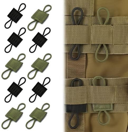 COYUN 10 Stück Outdoor Molle Tasche Schnalle,Taktische Weste Gurtband Mit Schnalle,Molle System Rucksack Weste Zubehör,Zubehör für tactical backpack(Schwarz,Armeegrün)