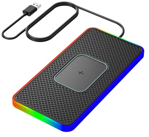 Caricatore wireless per auto - Tappetino di ricarica antiscivolo, Pad di ricarica wireless veloce | Pad di ricarica veloce per cruscotto, Caricabatterie Qi universale, Design antiscivolo per