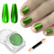 Metallic Green Nail Powder - Glossy, Glitter & Mirror Effect - DIY Nail Art Accessory with Metallic Pigments