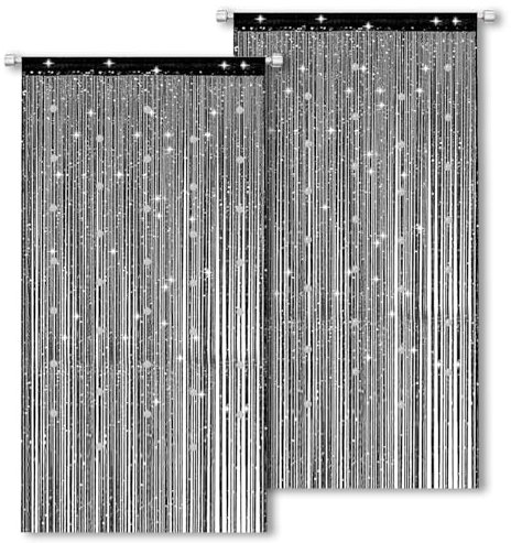 ElevaPulse Mosquitera para puerta de terraza, 200 x 100 cm, 2 unidades, protección contra insectos, con perlas, mosquitera de poliéster con purpurina, color negro