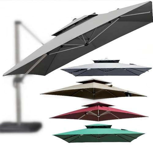 Auvent de Remplacement pour Parasol de terrasse en Porte-à-Faux 300x300cm, auvent de Remplacement pour Parasol carré, Toile de Remplacement pour Parasol de Table d'extérieur (Carré à Double Sommet)