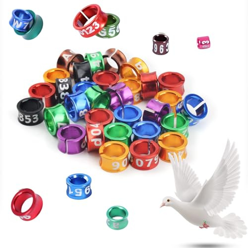 Bagues de Couleur pour Pattes d'oiseaux, bagues Ouvertes pour Pigeons, colombes, Poussins, Bantams, cailles, inséparables, pinsons, Petites volailles, Poulets 100pieces 3.0