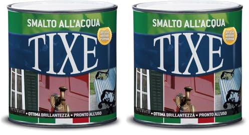 TIXE Smalto all'Acqua – Finitura Lucida e Resistente per Legno e Metallo, Grigio Perla Brillante 500 ML (Confezione da 2)
