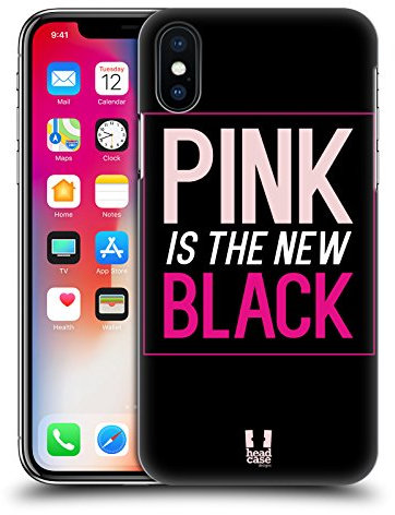 Head Case Designs Neue Schwarz Rosa Reich Harte Rueckseiten Handyhülle Hülle Huelle kompatibel mit Apple iPhone X/iPhone XS