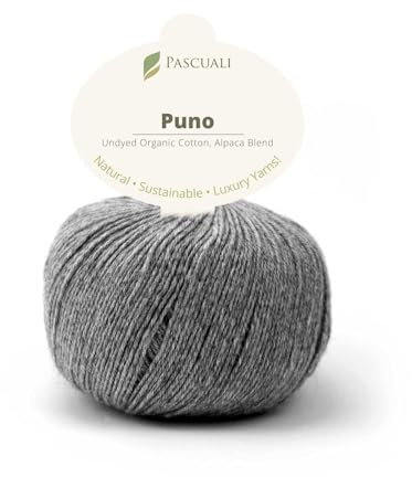 PASCUALI | Puno | Strickwolle aus 70% Baumwolle und 30% Alpakawolle Alpaka Wolle Alpaca Baby zum Stricken und Häkeln, 1 Knäuel - 50g - Farbe:Eukalyptusbaum 32
