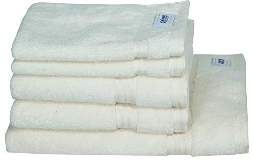 Schöner Wohnen, set di asciugamani in spugna bianco, 5 pezzi, 100% cotone, morbido – assorbente, composto da 1 telo doccia + 2 asciugamani + 2 asciugamani per ospiti – asciugamani in spugna Öko-Tex