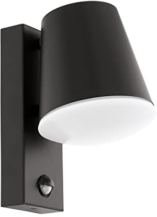 EGLO Außen-Wandlampe Caldiero, 1 flammige Außenleuchte inkl. Bewegungssensor, Sensor-Wandleuchte aus Stahl und Kunststofff, Farbe: Anthrazit, weiß, Fassung: E27, IP44