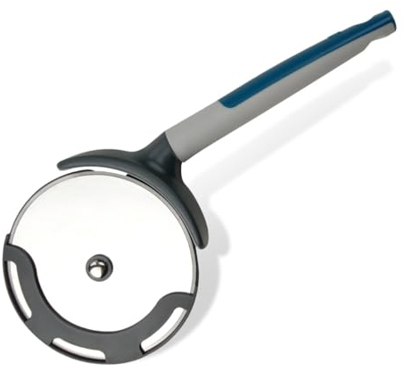 Tasty XXL Pizza Roller, Large Pizza Cutting Tool For Serving and Eating Perfect Pizza Slices, Stainless Steel, Dimensions: 25x11cm, Colours: Cool Dark Blue, Black & Grey