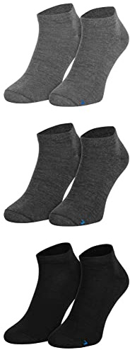 Piarini 3 Paar Merino Sneaker Socken - Herren Damen - Sneakersocken mit 68% Merinowolle - Atmungsaktive Socken