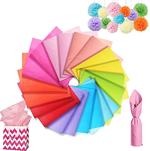 Larcenciel Seidenpapier,100 Blatt mehrfarbiges Seidenpapier Geschenkpapier Geschenkpapierblätter für dekoratives Seidenpapier von Art Craft,10 Farben, 26 × 20 Zoll (66 × 50 cm)