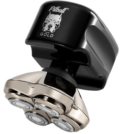 Skull Shaver Pitbull Gold PRO - Rasoio per capelli da uomo, 4 rasoio a umido/asciutto con adattatore USB statunitense e cavo di ricarica, 4D ricaricabile con batteria agli ioni di litio