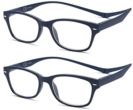 NEW VISION Lesebrille 2 pack, Magnet Lesebrille, Lesebrillen Herren, Klassischer Stil Lesebrille NV3282 mit Magnetverschluss Hinten, Lesehilfe für Damen Herren (BB, 1.5)