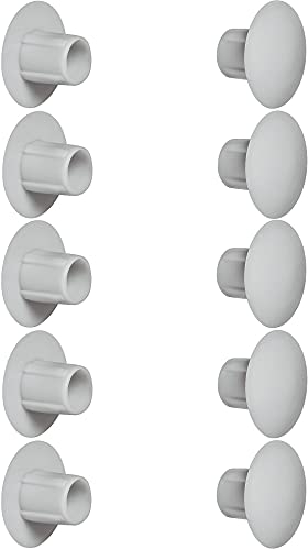 cyclingcolors 10x Abdeckkappen Kunststoff Blindbohrung Stopfen Blindstopfen Abdeckung Möbel (Ø5mm (10mm)/lichtgrau RAL 7035)