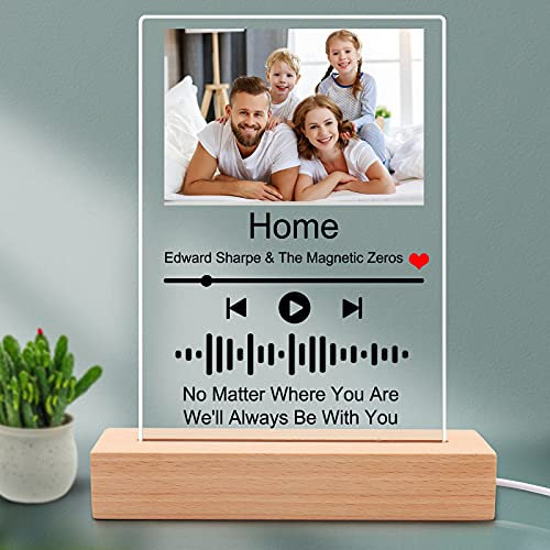 Placa de música de acrílico personalizada con canción, tablero de fotos, luz nocturna, cubierta de álbum de código Spotfy para cumpleaños, boda, Navidad