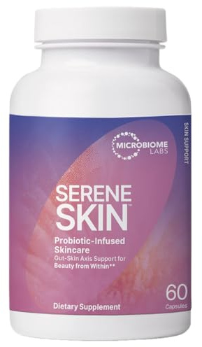 Microbiome Labs SereneSkin - Spore Based Probiotic Complex with Citrus Polyphenols for Skin Clarity & Gut Health Support - Daily Probiotic Skincare - Soothe The Gut-Skin Axis (60 Capsules)