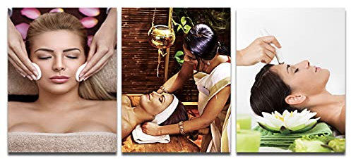 Leinwanddrucke, Gesichtsbehandlungen, Wandkunst, Massage, Wanddekoration, Aromatherapie, Bilder, Schönheit, Spa, gerahmt für Salon, Dekoration, Poster, fertig zum Aufhängen, 152,4 cm B x 71,1 cm H