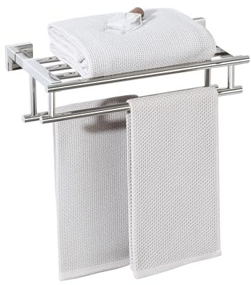 Alise Toallero, Estante para Toallas con Doble toallero para baño, Lavabo de baño, Soporte de Pared de Acero Inoxidable Sus 304 de 16 Pulgadas, Cromo Pulido
