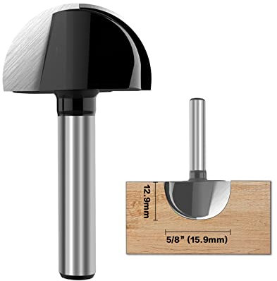 ROOCBIT 1/4 Inch Shank 5/8 Inch Cutter Diameter Cove Core Box Router Bit Wood Cutting Tool