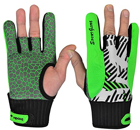 Anti-Rutsch-Bowling-Handschuhe, Handschuh für die Linke und rechte Hand, Bowling-Zubehör, Bowling-Handschuh für Herren Damen, Halbfinger-Bowling-Handschuhe für Bowling, Klettern, Wandern