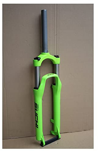 QHY MTB Fahrrad Federgabel 26 Zoll Downhill-Gabel Aus Kohlenstoffreichem Stahl Gerades Rohr 1-1/8 Scheibenbremse Hub 100mm QR 2400g (Color : Green)