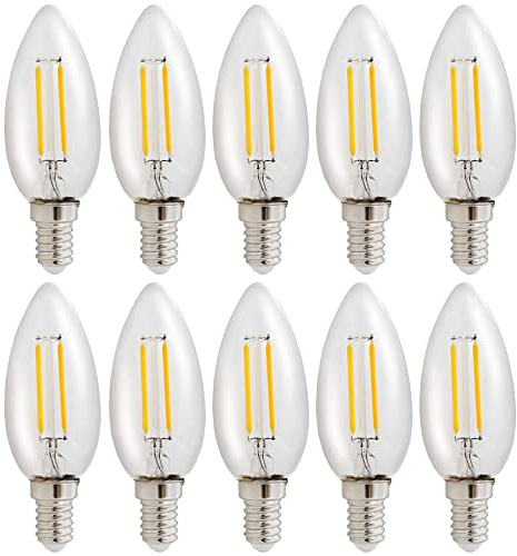 NCC-Licht 10x LED Lampe C35 Kerze E14 1W 120lm Neutralweiß 4000K | LED Leuchtmittel aus klarem Glas, gemütliches Licht ideal für Kronleuchter