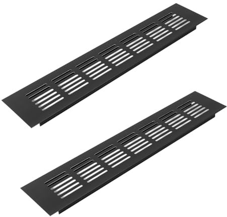 Vent Systems 300 x 60 mm / 12 x 2.4 Inch Air Supply Ventilation Grille - Pack of 2 - Dark Brown Aluminium Rectangle Intake/Exhaust Grate - HVAC Register Cover for Floor, Wall, Door Duct