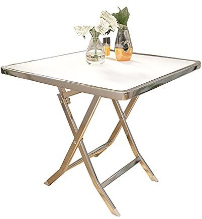 Klapptisch, Esstisch aus gehärtetem Glas für den Haushalt/Freizeittisch/Verhandlungstisch/quadratischer Tisch (Weiß 60 cm)