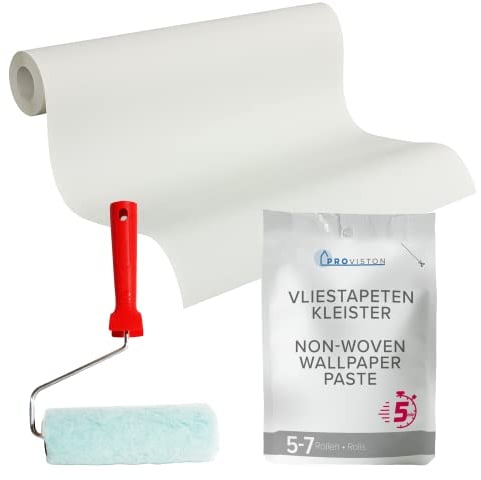 Tadessi Tapeten Set, Hygge Tapete Uni, Kleister, Kleisterroller, Renovierungsset, Einfache Anwendung, Stark Haftend, Langlebig, Korrigierbar, Ergiebig, Wasserfest,Tapetenkleister, Wandtapete