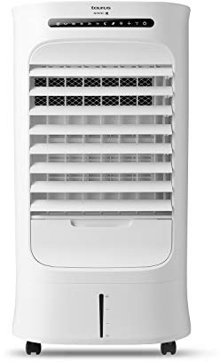 Taurus Snowfield Ultra – Climatizador evaporativo, aire acondicionado portátil, ventila, refresca, humidifica, 3velocidades, 3modos, temporizador, depósito 10l, control remoto, 2hielos, ruedas, blanco