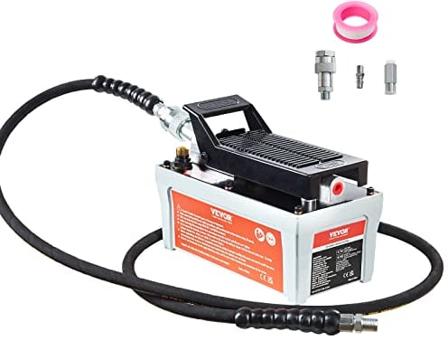VEVOR Pompa Idraulica ad Aria Azionata da Pedale Ingresso Aria NPT 1/4 con Tubo 2m Capacità dell'Olio 1,6L, Pompa Pneumatica a Pedale Pressione Max. 10000 PSI con Tubo 2m Capienza del Serbatoio 1,6L