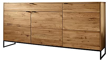 Sideboard Kommode 180 cm mit 3 Türen und 1 Schubkasten in Wildeiche massiv geölt, B/H/T ca. 180/85/40 cm