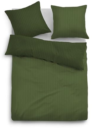 TOM TAILOR 0007707 Bettwäsche Garnitur mit Kopfkissenbezug Flanell Cooper 1x 200x200 cm + 2X 80x80 cm, Forest