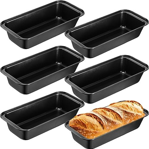 Sliner Lot de 6 moules à pain rectangulaires en acier inoxydable anti-adhésif pour pain de viande, toast, muffin, levain (30,5 x 12,7 cm)