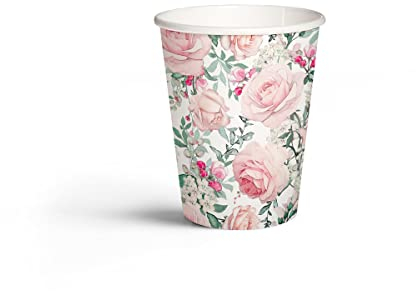 PAW Gobelets en Papier Jetables (250 ml) I 8 Pièces I Fabriqués à Partir de Matières Premières I Verres Carton Multicolore I Color: Gorgeous Roses