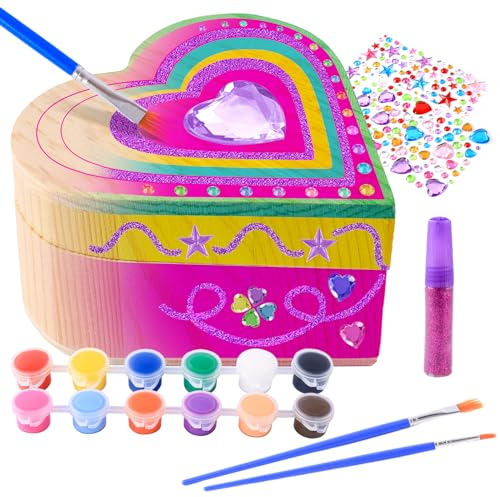 Indrnif Mini Scrigno Del Tesoro In Legno, Scatola a Forma Di Cuore Fai Da Te, Per Dipingere La Propria Scatola a Forma Di Cuore, Regalo Di Compleanno, Set Fai Da Te