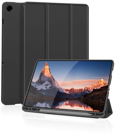 Custodia Cover Compatibile con Samsung Galaxy Tab A9 Plus / A9+ 11 Pollici 2023 con Portapenne, Custodia Smart con Supporto a Tre Pieghe, Retro in Morbido TPU, Auto Sveglia/Sonno (Nero)