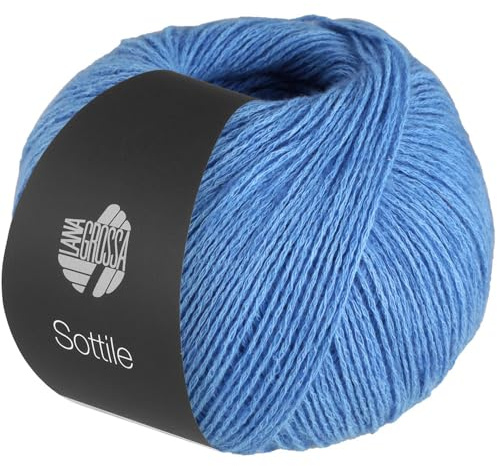 LANA GROSSA Sottile | Zarte Netzgarnstruktur aus Baumwolle, gefüllt mit feinen Merinofasern | Handstrickgarn aus 85% Baumwolle & 15% Schurwolle (Merino) | 50g Stricken & Häkeln | 250m Garn FB9