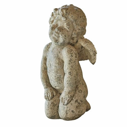 Loberon Deko-Engel Mines, mit antikem Finish, handgefertigt, Romantisches Flair, Vintage-Charme, Gartendekoration, Outdoor, Magnesium, antikbeige