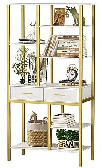 KMDZDZGS Estantería con 5 niveles, estantería de oficina 90 x 30 x 180 cm, estantería de pie, estantería de oficina, estantería con 2 cajones, espaciosa sala de estar, cocina, oficina, UJF-AXS001